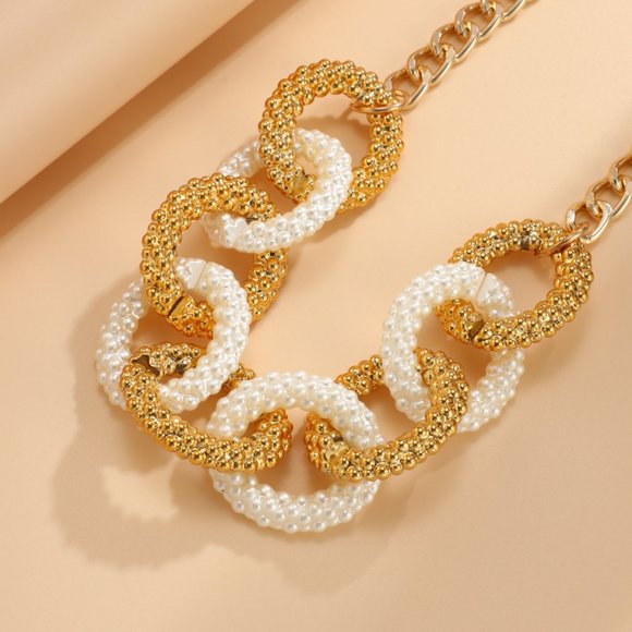 🍑Statement Chunky Chain Acrylic & Alloy Necklace One Size - Picture 4 of 7